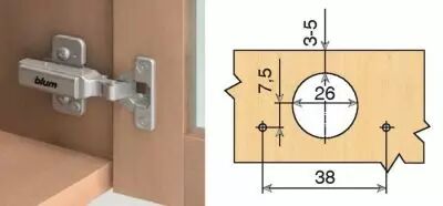 Charni�re invisible � 26 mm s�rie Clip Top porte applique - ouverture 94�