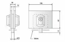 Serrure de bas de porte pour encoche 61 pour glace de 10 mm d'épaisseur