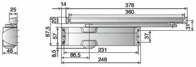 Ferme - porte TS 90 Impulse - Corps et bras  coulisse