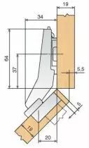 Blum charnière invisible d'angle ø 35 mm série Clip Top amortisseur intégré et décondamnable