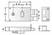 Coffre pour cylindre profil europen Devismes horizontale  fouillot - Carr de 6 mm