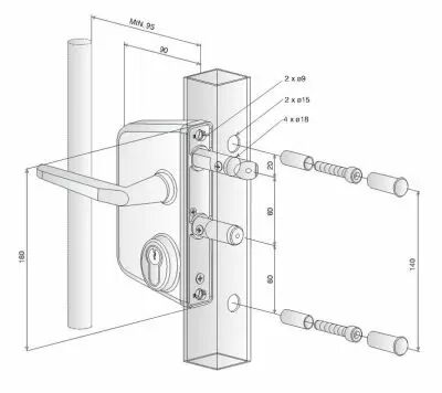 Serrure industriel de type LAKQ pour portail battant