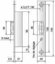 À larder têtière inox Métalux 1 point - 23 pêne à rouleau réglable