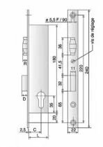 À larder têtière inox Métalux 1 point - 8 pêne dormant et rouleau