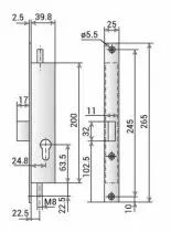 À larder têtière inox Métalux 3 points - 1 latéral + haut et bas - 37 pêne dormant