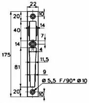 Gâche de serrure Stremler plate pour pêne dormant et 1/2 tour