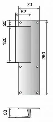 Poign�es sur plaques pour portes pali�res dimensions 250 x 70 mm