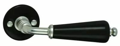BEQUILLE SUR ROSACE NOIR MAT finition NICKEL MAT [*** VERITABLE PORCELAINE DE LIMOGES ***]