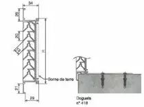 Grille murale alu anodisé naturel - lames en V - Livrée avec treillis