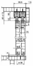 Ferrure de portes coulissantes bois dorado 40/IS