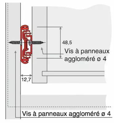 Coulisses  billes sortie totale 45 kg - montage latral