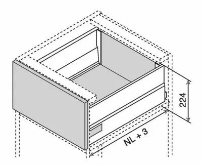 Kit intivo BOXCAP - BLUMOTION - hauteur D : 224 mm - noir