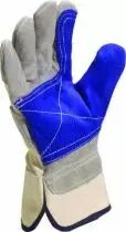 Gants docker cuir croûte de bovin doublure toile coton