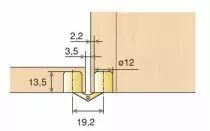 Charnière invisible à entailler 180° corps cylindrique - laiton