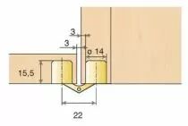 Charnière invisible à entailler 180° corps cylindrique - laiton