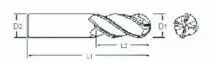 Fraise carbure micro-grain hémisphérique queue cylindrique - revêtu - 4 dents