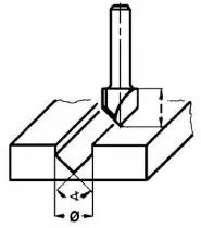 Mèche à 90° carbure 2 coupes - profil à rainure en  V 