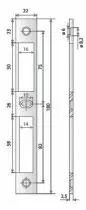 Gâche de serrure Métalux plate pour pêne dormant 1/2 tour