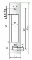 Gâche de serrure Métalux plate pour pêne dormant 1/2 tour