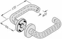 Béquille double NY ZD 94F avec âme en acier pour usage intensif - pour porte de 39 à 45 mm d'épaisseur - sans rosace