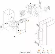 Charnière à souder 180° - réglage quadridimensionnel