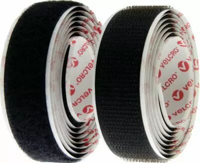 Kit de 2 rouleaux Velcro adhsif noir crochet + velours