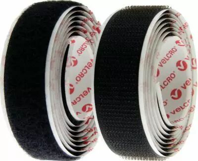 Kt de 2 rouleaux Velcro adhsif noir crochet + velours