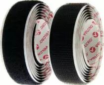 Kt de 2 rouleaux Velcro adhésif noir crochet + velours