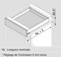 Hauteur N : 85,5 mm - gris indium