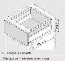 Hauteur E : 209 mm - blanc soie mat - tube