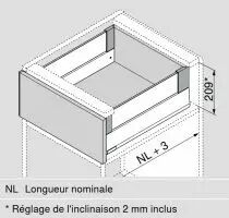 Hauteur E : 209 mm - blanc soie mat - Boxcover