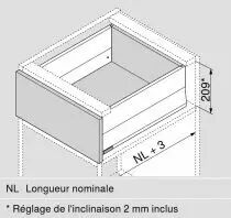 Hauteur E : 209 mm - gris indium - Boxcap