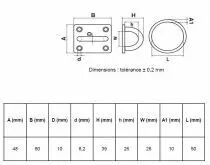 Platine inox rectangulaire à oeil avec anneau