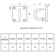 Platine inox rectangulaire avec crochet