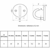 Platine inox ronde avec crochet