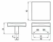 Bouton contemporain carré Messana zinc