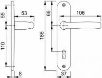 Ensemble San Diego - Plaque 186 x 37 mm - entraxe de fixation 165 mm