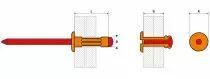 Rivet multi-serrages - tête plate normal - alu/tige acier