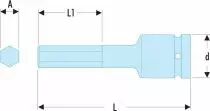 Douille tournevis impact 1/2' pour vis 6 pans creux