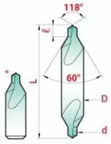 Foret à centrer HSSE - cobalt angle 60° - forme A