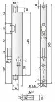 À larder têtière inox Stremler 3 points - 1 latéral + haut et bas - 2274 - pêne dormant et rouleau