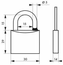 Cadenas à clés laiton massif - série Mach 3 - Anse acier inoxydable cémenté - avec 2 clés - varié