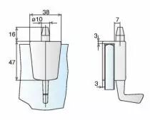 Loqueteau cavalier sans encoche - A tirette et à clé - pour glace de 8 à 10 mm dépaisseur