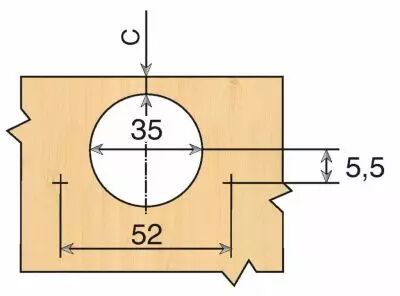 Charnière invisible d'angle ø 35 mm série Intermat + 45°/ + 30°/ + 20°