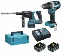 Lot de 2 machines : 1 perceuse DDF 480 + 2 batteries, 1 perforateur burineur DHR 243 sds+