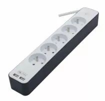 Bloc multiprise / 2 USB - blanc/gris