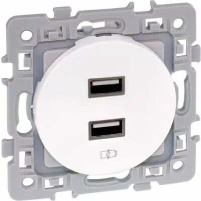 Gamme Square - Changeur double USB 5 V blanc