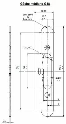 Gche type G38 pour serrure D466