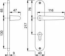 Ensemble San Diego - Plaque 186 x 37 mm - entraxe de fixation 165 mm