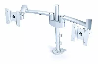 Support double moniteur informatique simple silver -  pince